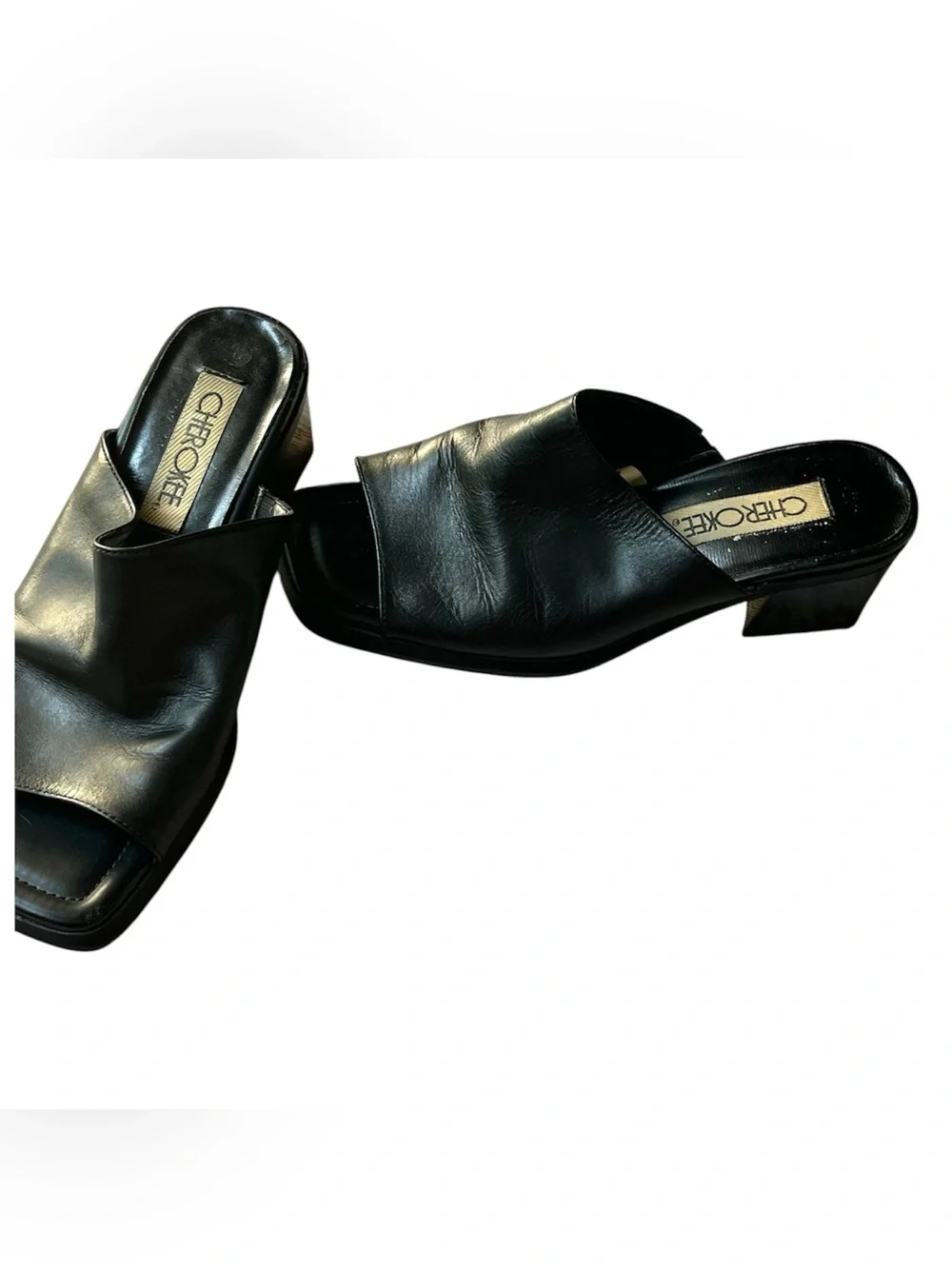 Vintage y2k early 2000s Black Leather heel sandals